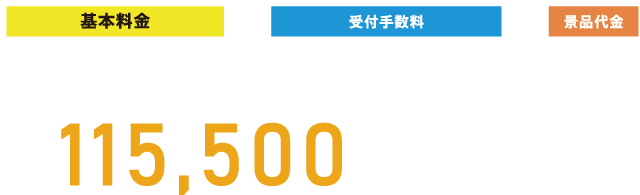 基本料金＋受付手数料＋景品代金＝104,800円（税別）＋景品代金
